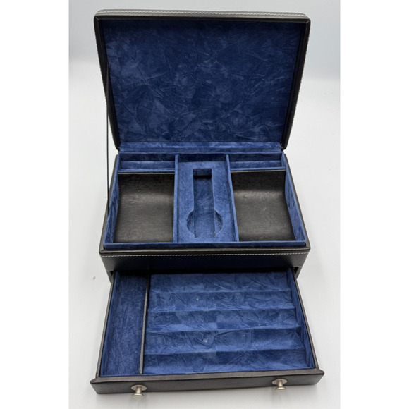 Leatherette Jewelry & Watch Storage Box Organizer w/Drawer - Picture 3 of 7